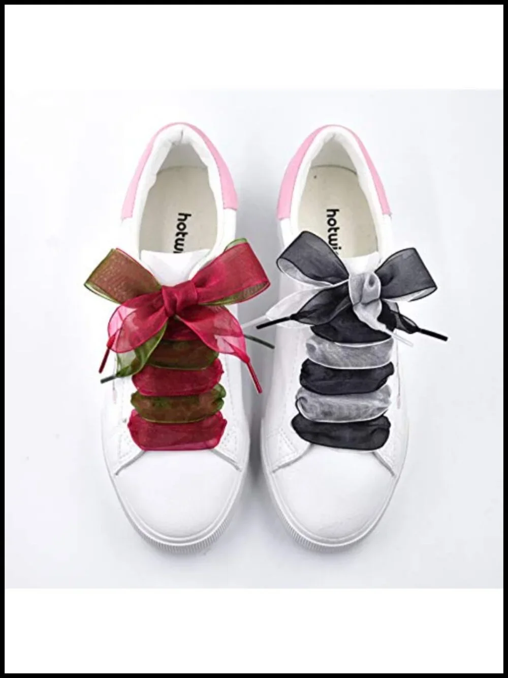 Satin Ribbon Shoelaces for Sneakers, Flat Lace Shoestrings 4cm Wide